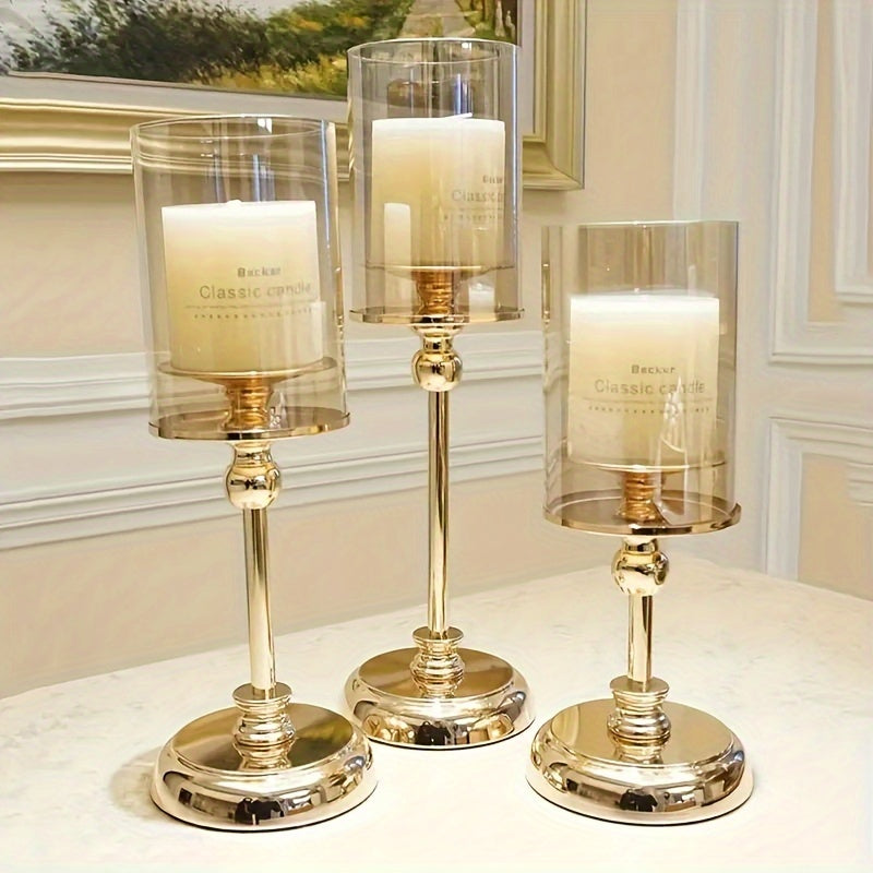Bougeoirs Rétro Luxe pour Mariages - Élégance Romantique en Métal Durable