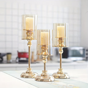 Bougeoirs Rétro Luxe pour Mariages - Élégance Romantique en Métal Durable