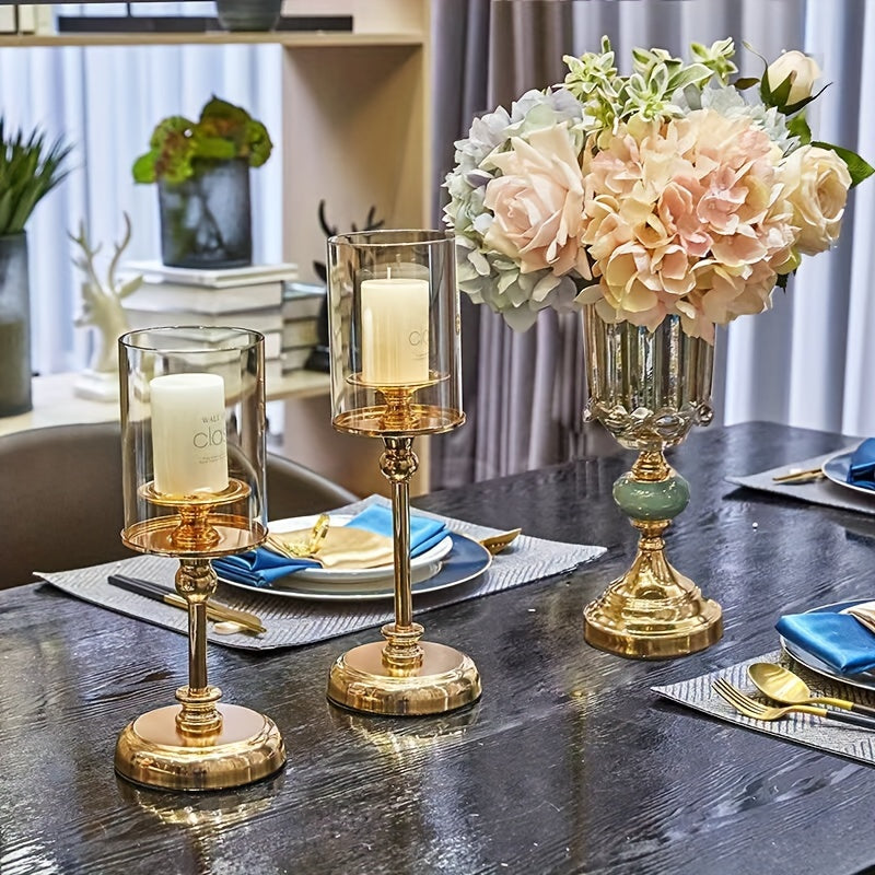 Bougeoirs Rétro Luxe pour Mariages - Élégance Romantique en Métal Durable
