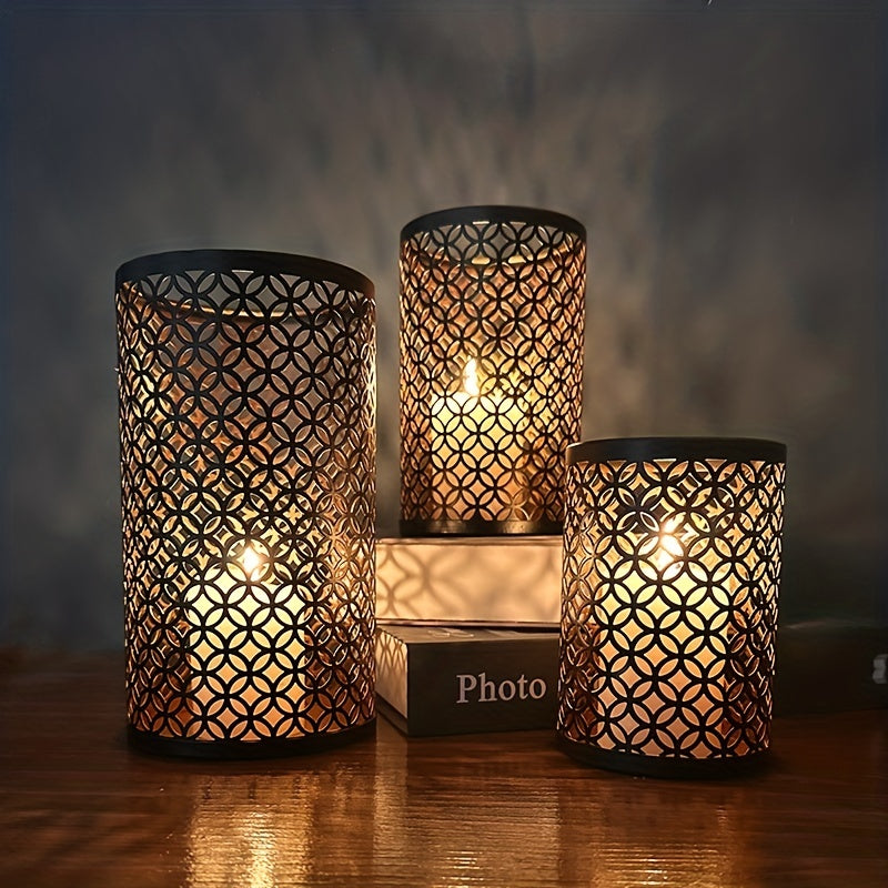Porte-bougies en Fer Design - Ensemble Élégant de 3 Pièces