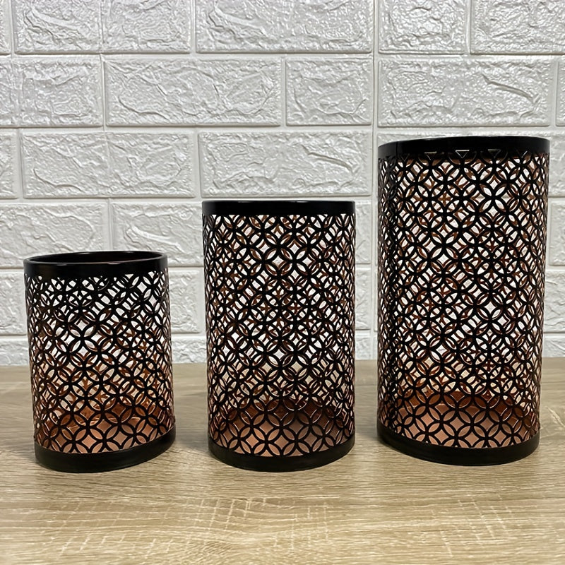Porte-bougies en Fer Design - Ensemble Élégant de 3 Pièces
