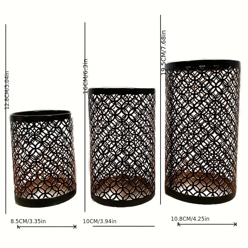 Porte-bougies en Fer Design - Ensemble Élégant de 3 Pièces