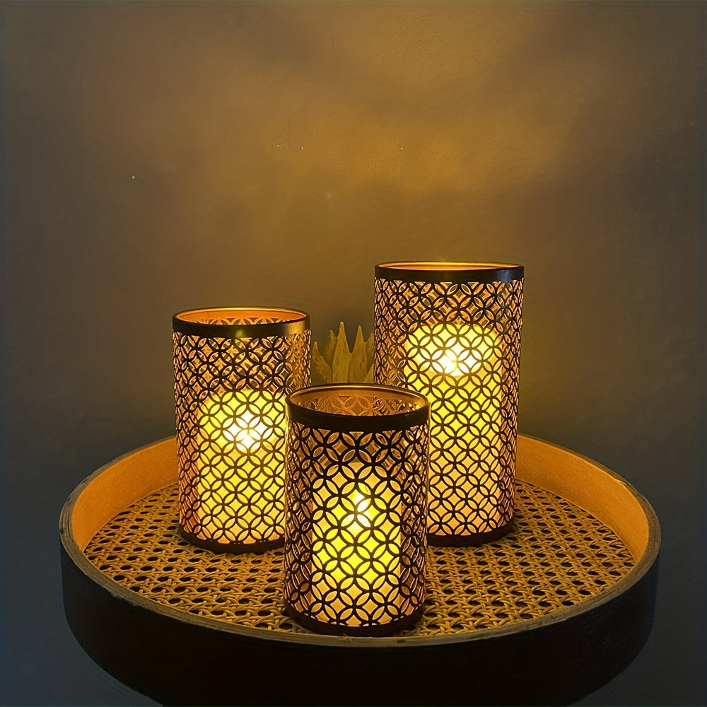 Porte-bougies en Fer Design - Ensemble Élégant de 3 Pièces