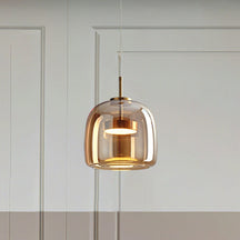 Suspension LED Rétro en Verre Doré - Éclairage Élégant et Écoénergétique