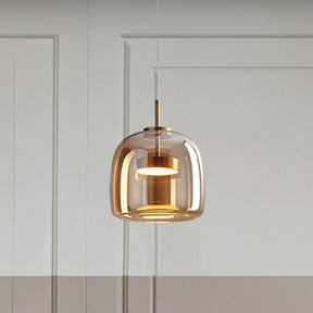 Suspension LED Rétro en Verre Doré - Éclairage Élégant et Écoénergétique
