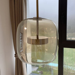 Suspension LED Rétro en Verre Doré - Éclairage Élégant et Écoénergétique