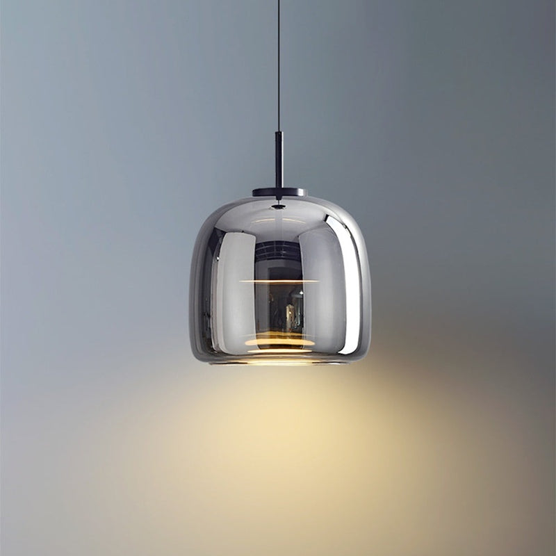 Suspension LED Rétro en Verre Doré - Éclairage Élégant et Écoénergétique