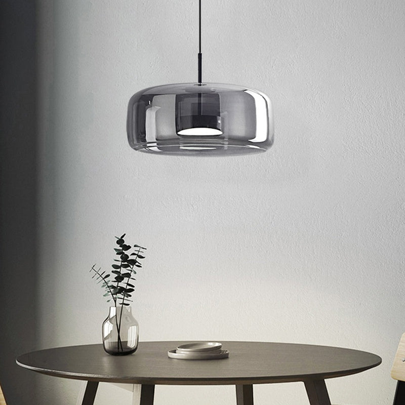 Suspension LED Rétro en Verre Doré - Éclairage Élégant et Écoénergétique