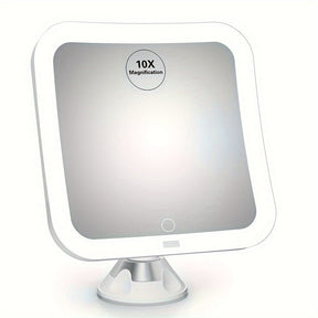 Miroir de Maquillage Éclairé 10X - Contrôle Tactile et Ventouse Pratique