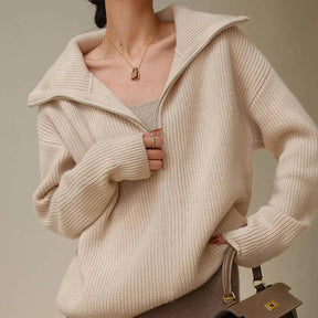 Pull Zippé en Cachemire pour Femmes - Confort Élégant et Polyvalent