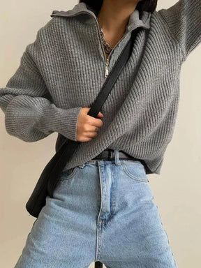 Pull Zippé en Cachemire pour Femmes - Confort Élégant et Polyvalent