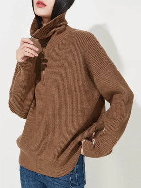Pull Zippé en Cachemire pour Femmes - Confort Élégant et Polyvalent