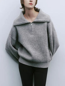 Pull Zippé en Cachemire pour Femmes - Confort Élégant et Polyvalent
