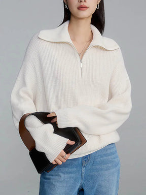Pull Zippé en Cachemire pour Femme - Confort Douillet et Élégant pour l'Hiver