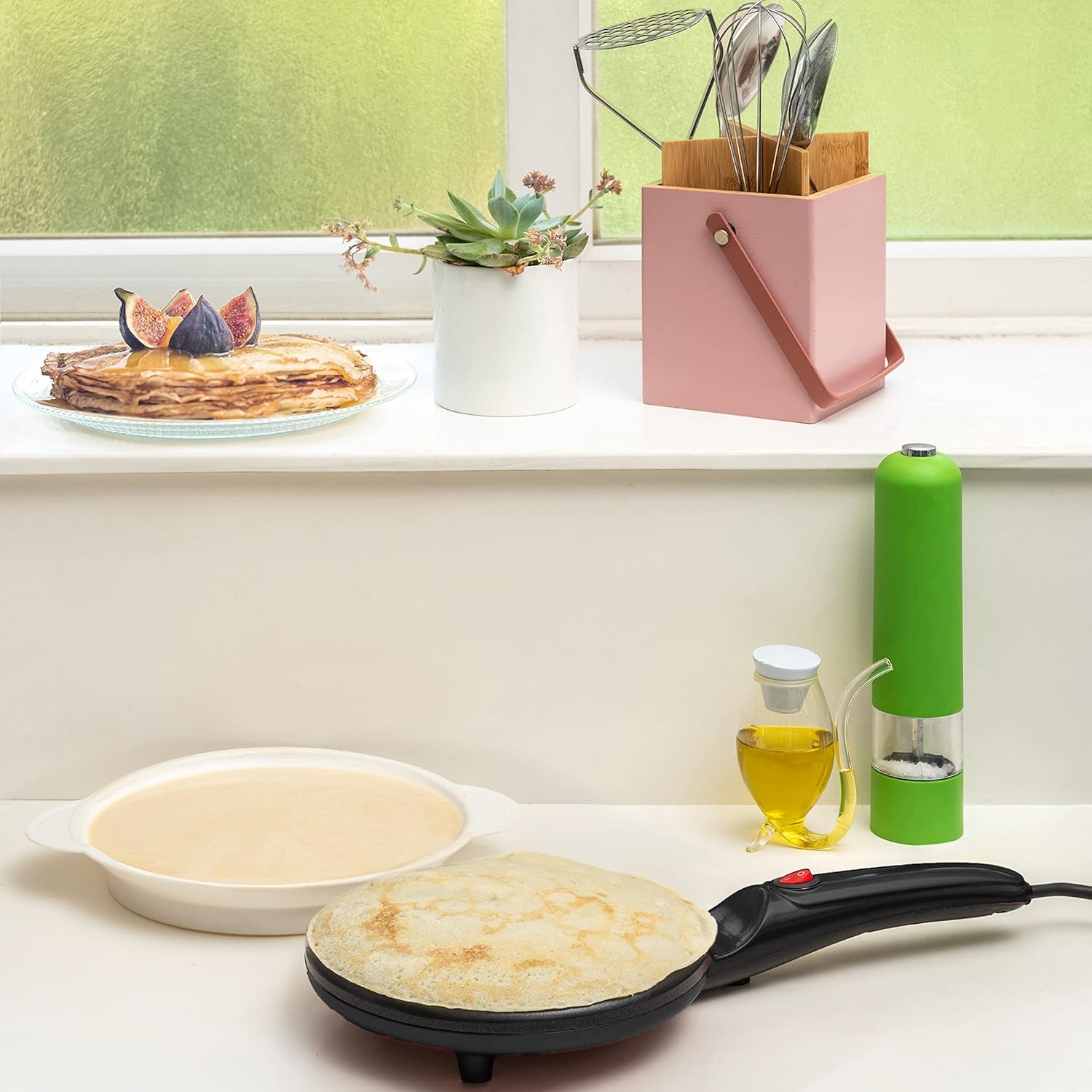 Appareil à Crêpes Électrique - Cuisson Rapide et Facile à 30 Secondes
