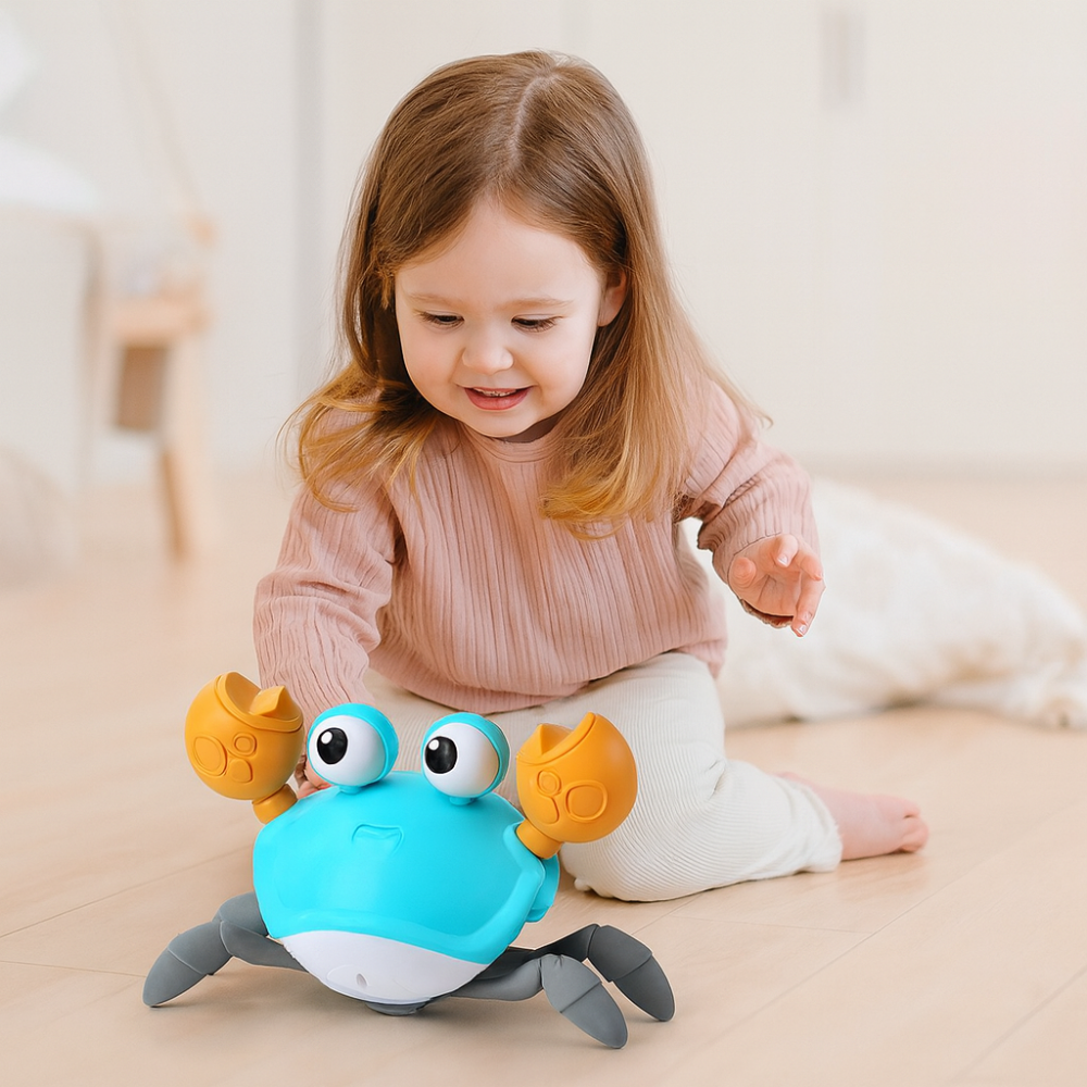Jouet Interactif Crabe Rampant - Musique et Lumières Colorées pour Bébé