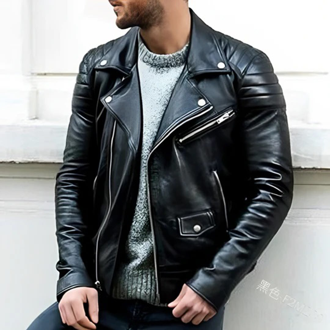 Veste de Biker en Cuir Synthétique - Style Robuste et Confort Durable