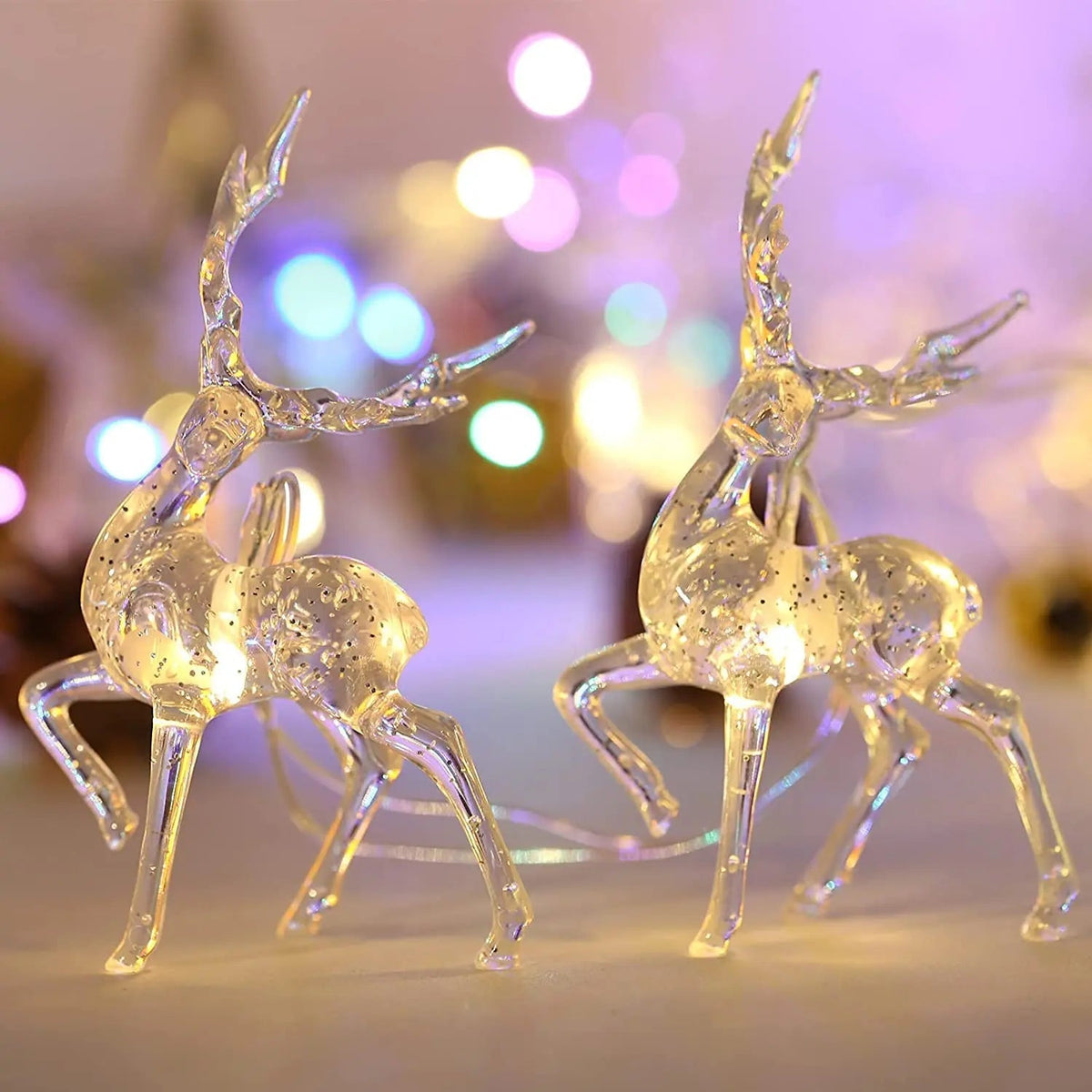 Guirlande d'Élan Lumineuse pour Noël - Décoration Festive avec 10 Lumières LED