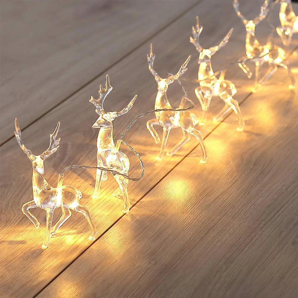 Guirlande d'Élan Lumineuse pour Noël - Décoration Festive avec 10 Lumières LED