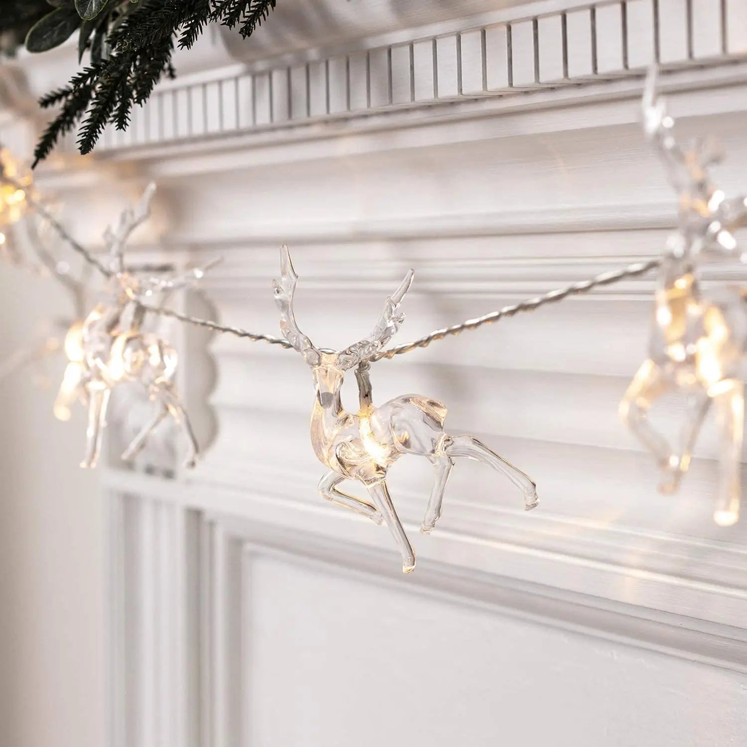 Guirlande d'Élan Lumineuse pour Noël - Décoration Festive avec 10 Lumières LED