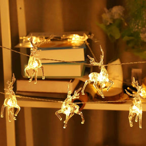 Guirlande d'Élan Lumineuse pour Noël - Décoration Festive avec 10 Lumières LED