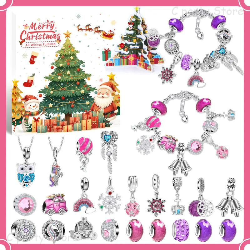 Bracelet de Compte à Rebours de Noël - Perles Colorées pour Enfants