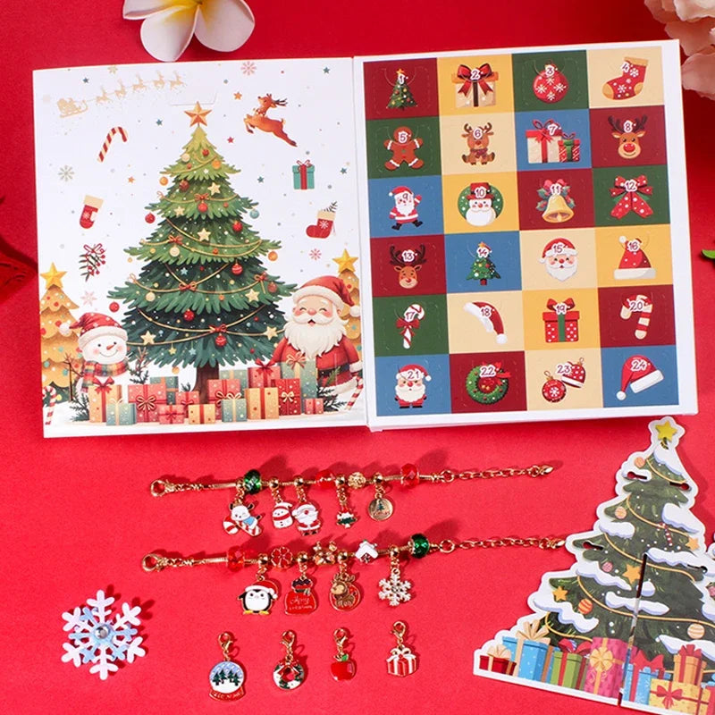 Bracelet de Compte à Rebours de Noël | Cristaux Colorés et Festifs pour Enfants