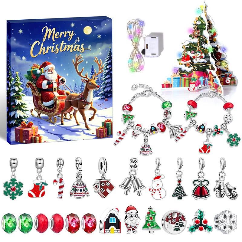 Bracelet de Compte à Rebours de Noël - Perles Colorées pour Enfants