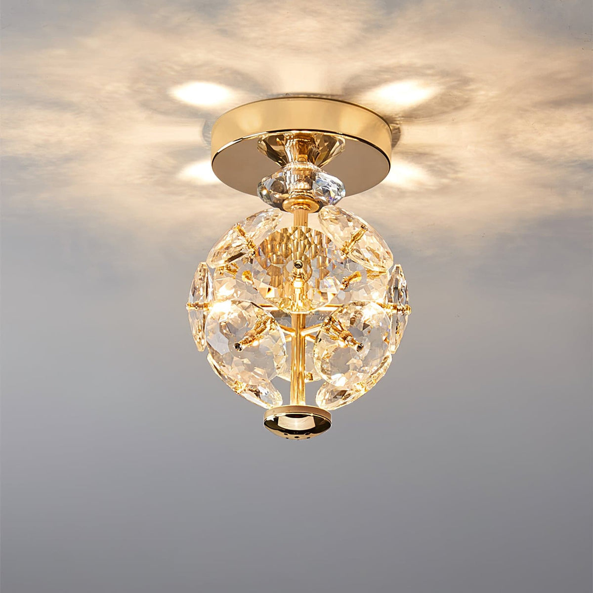 Lampe de Plafond en Cristal Poli - Éclairage Élégant et Ambiance Romantique