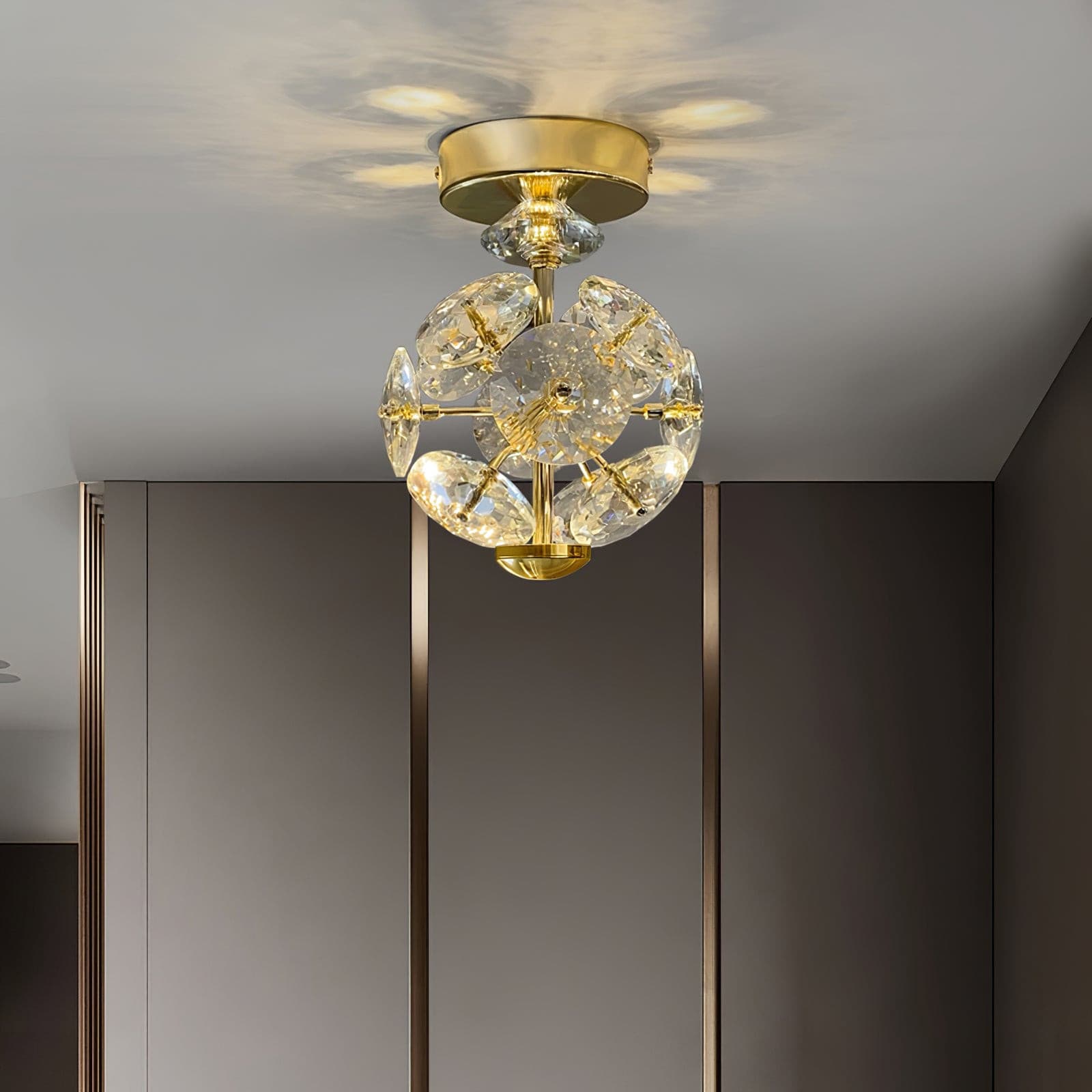 Lampe de Plafond en Cristal Poli - Éclairage Élégant et Ambiance Romantique