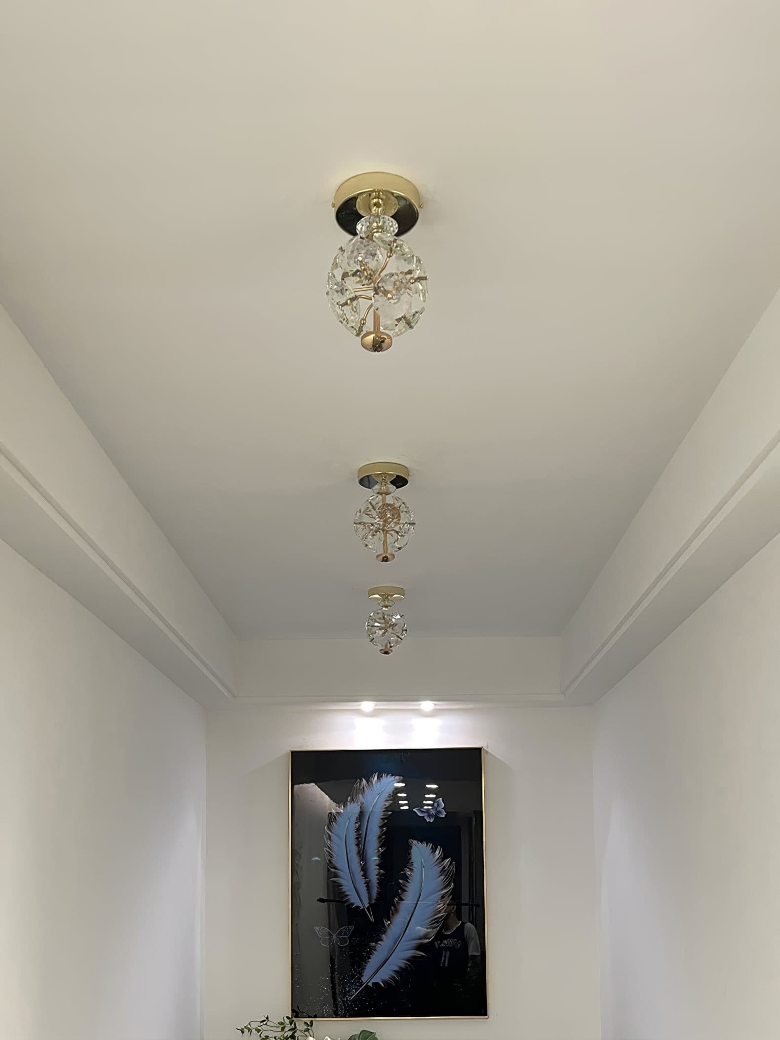 Lampe de Plafond en Cristal Poli - Éclairage Élégant et Ambiance Romantique