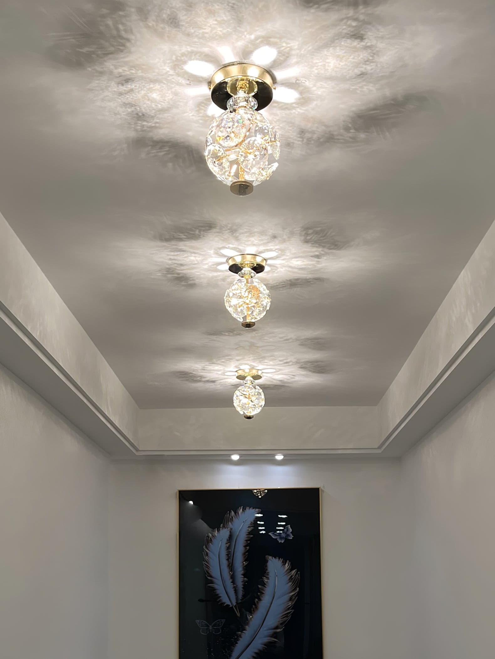 Lampe de Plafond en Cristal Poli - Éclairage Élégant et Ambiance Romantique