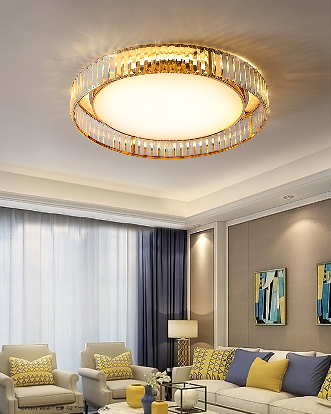 Plafonnier Moderne en Cristal - Design Élégant et Sophistiqué