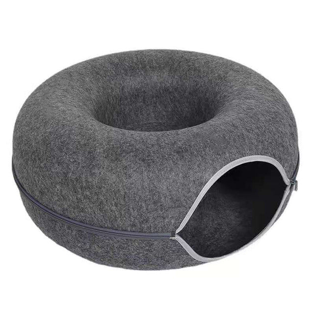 Lit pour Chat en Forme de Donut - Matériau Doux et Base Antidérapante