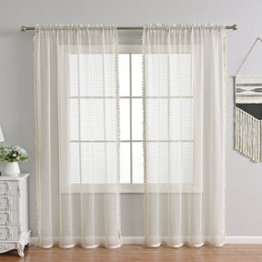 Rideaux en Voile Beige Doux - Élégance Lumineuse pour Espaces Sophistiqués