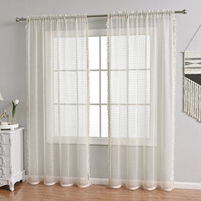 Rideaux en Voile Beige Doux - Élégance Lumineuse pour Espaces Sophistiqués