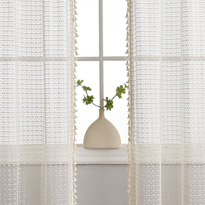 Rideaux en Voile Beige Doux - Élégance Lumineuse pour Espaces Sophistiqués