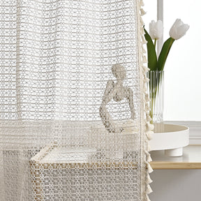 Rideaux en Voile Beige Doux - Élégance Lumineuse pour Espaces Sophistiqués