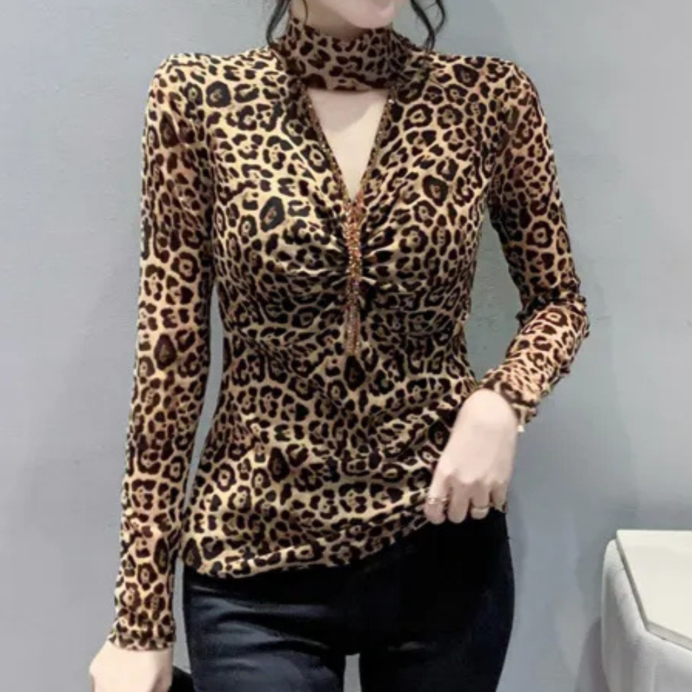 Haut Léopard Élégant pour Femmes - Style Polyvalent et Confortable