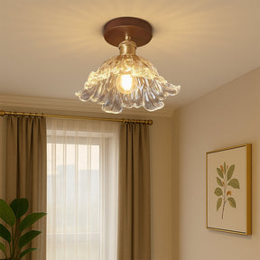 Lampe de Plafond en Verre Floral - Élégance Naturelle et Chaleur Accueillante