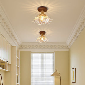 Lampe de Plafond en Verre Floral - Élégance Naturelle et Chaleur Accueillante
