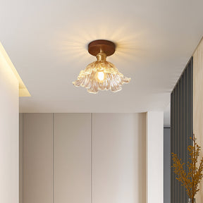 Lampe de Plafond en Verre Floral - Élégance Naturelle et Chaleur Accueillante