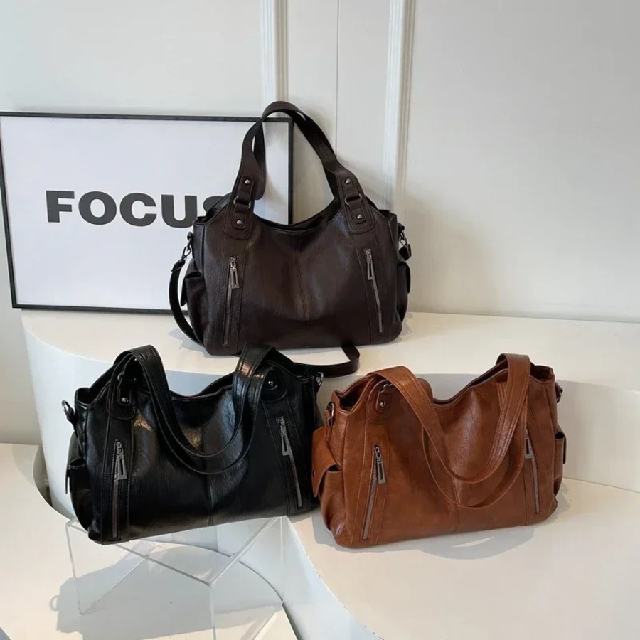 Sac à Bandoulière Cuir Vegan Noir - Élégant et Pratique pour Femmes