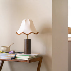 Lampe LED de Table Élégante - Abat-jour en Tissu et Base en Bois