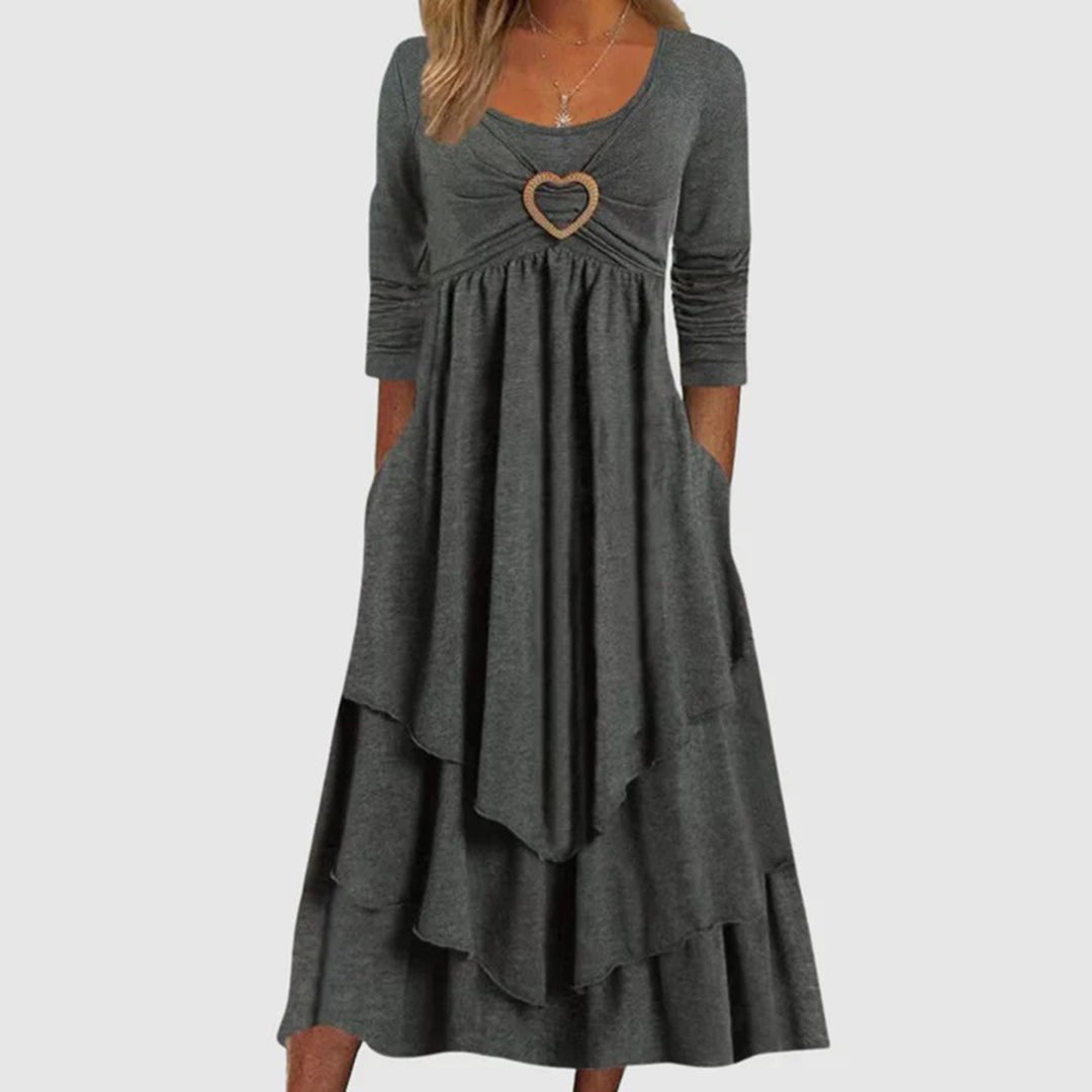Robe Longue Femme Élégante - Silhouette en A avec Poches Pratiques