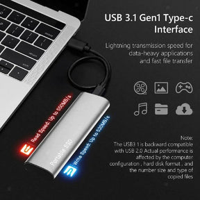 SSD Externe Portable Haute Vitesse - Design en Aluminium Compact et Durable