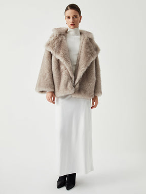 Manteau en Fausse Fourrure Luxe - Col Surdimensionné et Chaud