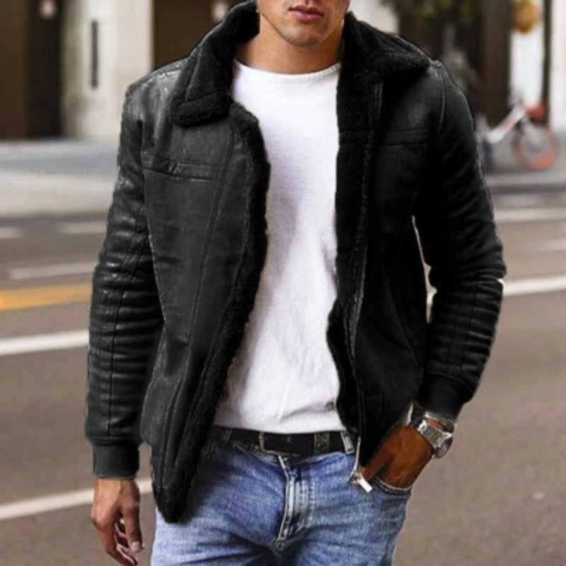 Manteau d'hiver isolé pour hommes - Doublure en shearling et look moderne