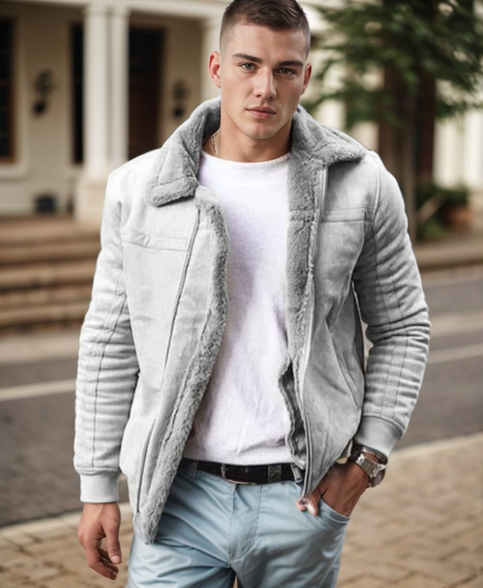 Manteau d'hiver isolé pour hommes - Doublure en shearling et look moderne
