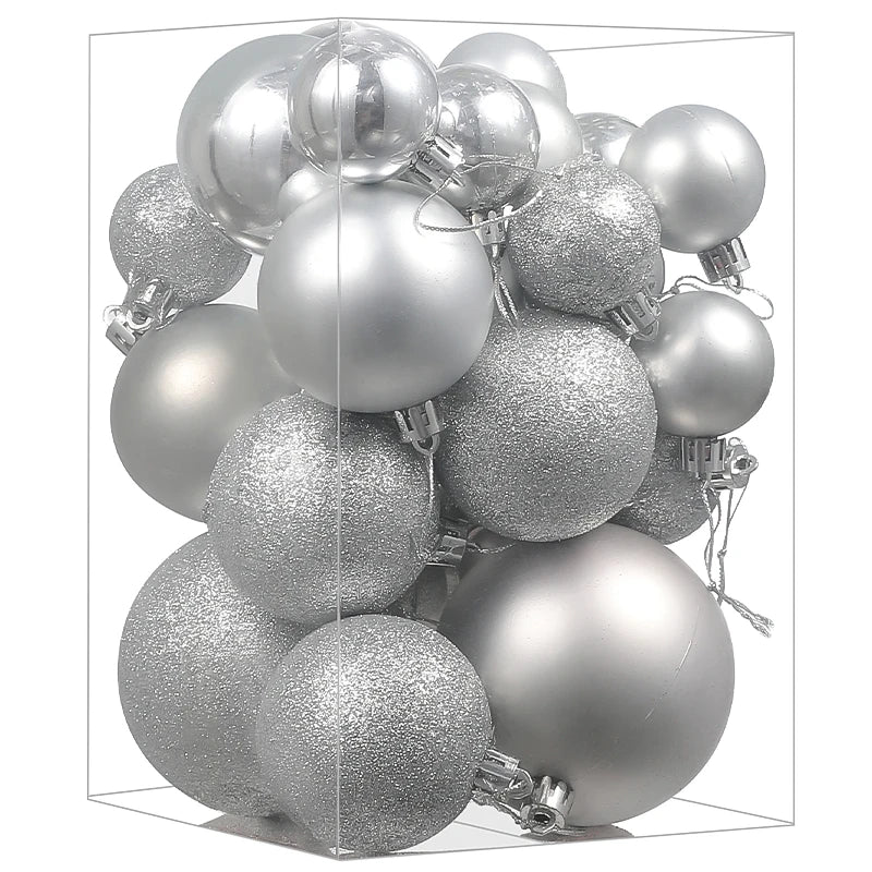 Boules de Noël Décoratives - Ensemble Coloré de 24 Ornements Suspendus
